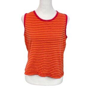 Copper Key Red Orange Horizontal Striped Sleeveless Cropped Tank Sz M